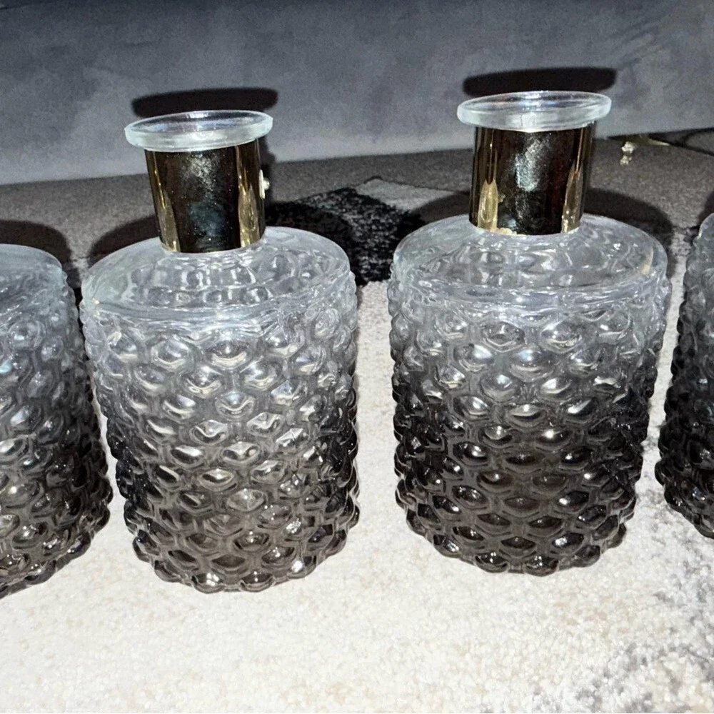 4 set of decor vases dotted gold grey Elegant Black and Silver Textured Vases